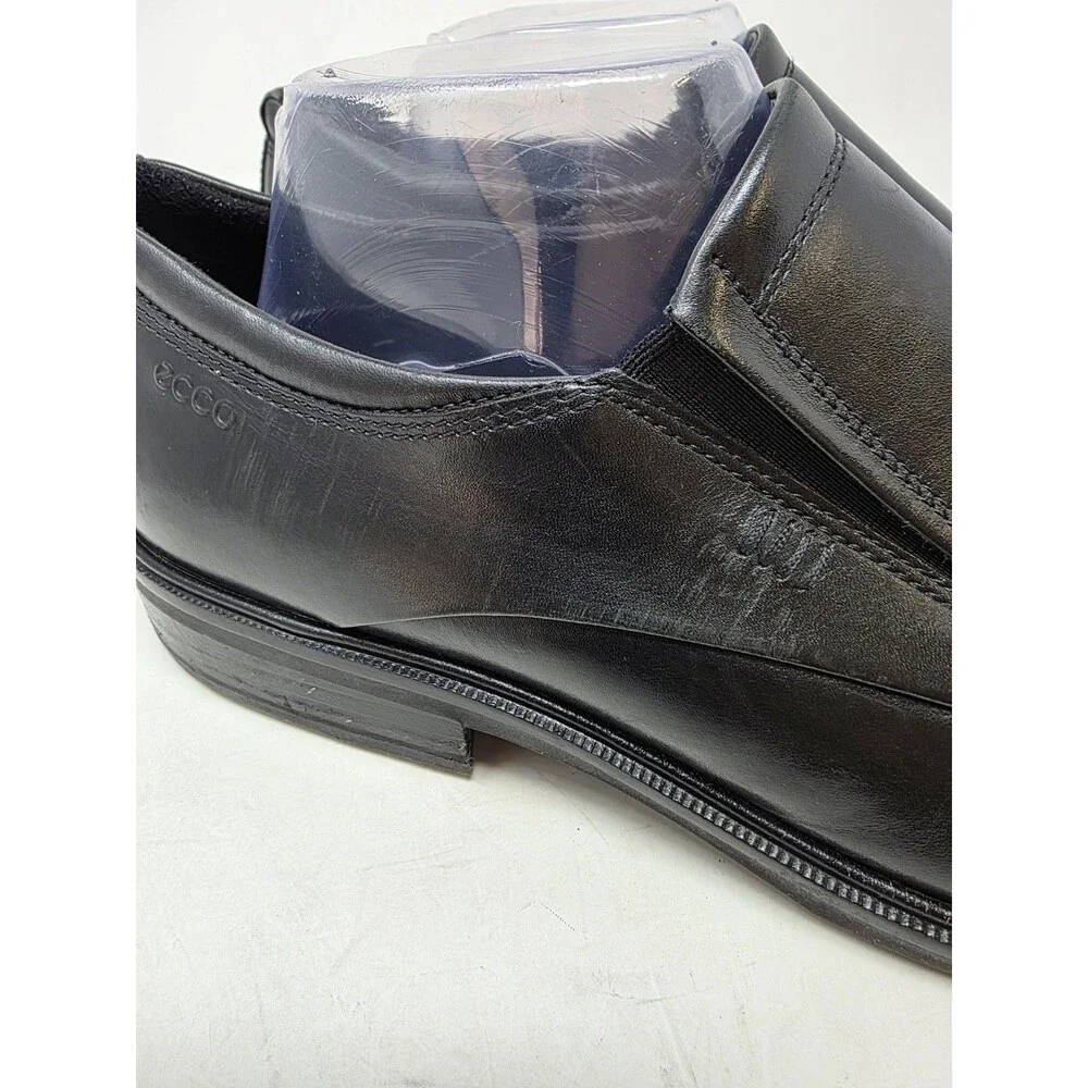 ECCO Helsinki Slip-On Loafer Black Dress Shock Point Shoes Mens Sz US9/EU43